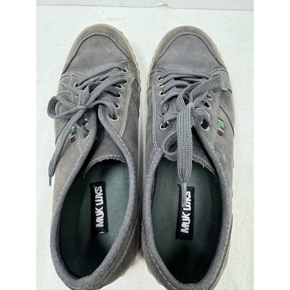 Muk Lugs Sneakers Mens Size 10 Gray Leather Low Top Lace Up Casual - Picture 9 of 11